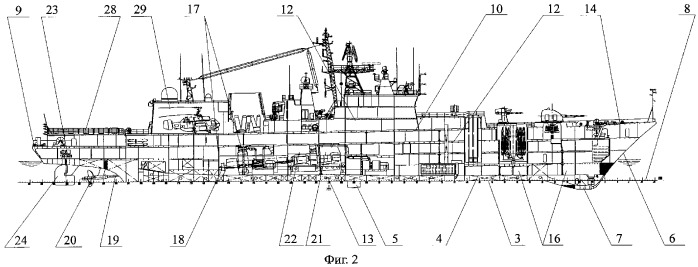 Корабль водоизмещением класса фрегата (патент 2311313)