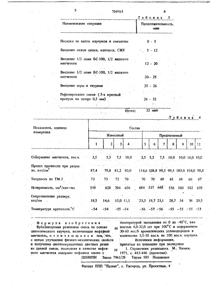 Вулканизуемая резиновая смесь (патент 704963)