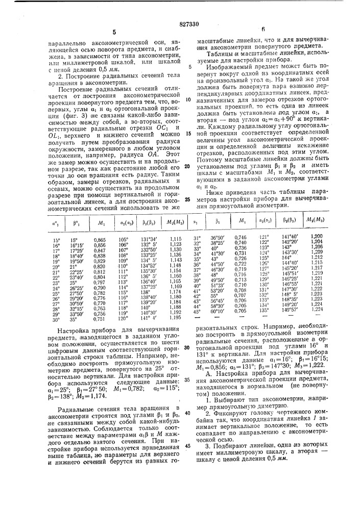 Чертежный прибор для построенияаксонометрических проекций (патент 827330)