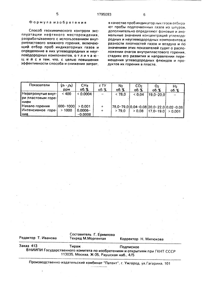 Способ геохимического контроля за эксплуатацией нефтяного месторождения (патент 1795093)