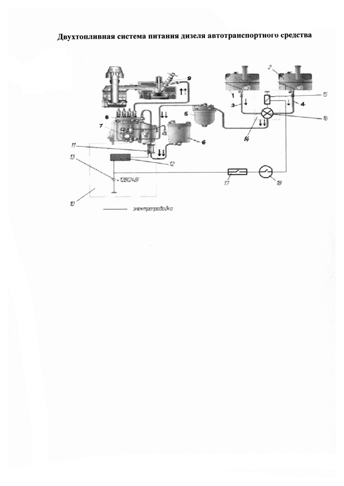 Двухтопливная система питания дизеля автотранспортного средства (патент 2645832)
