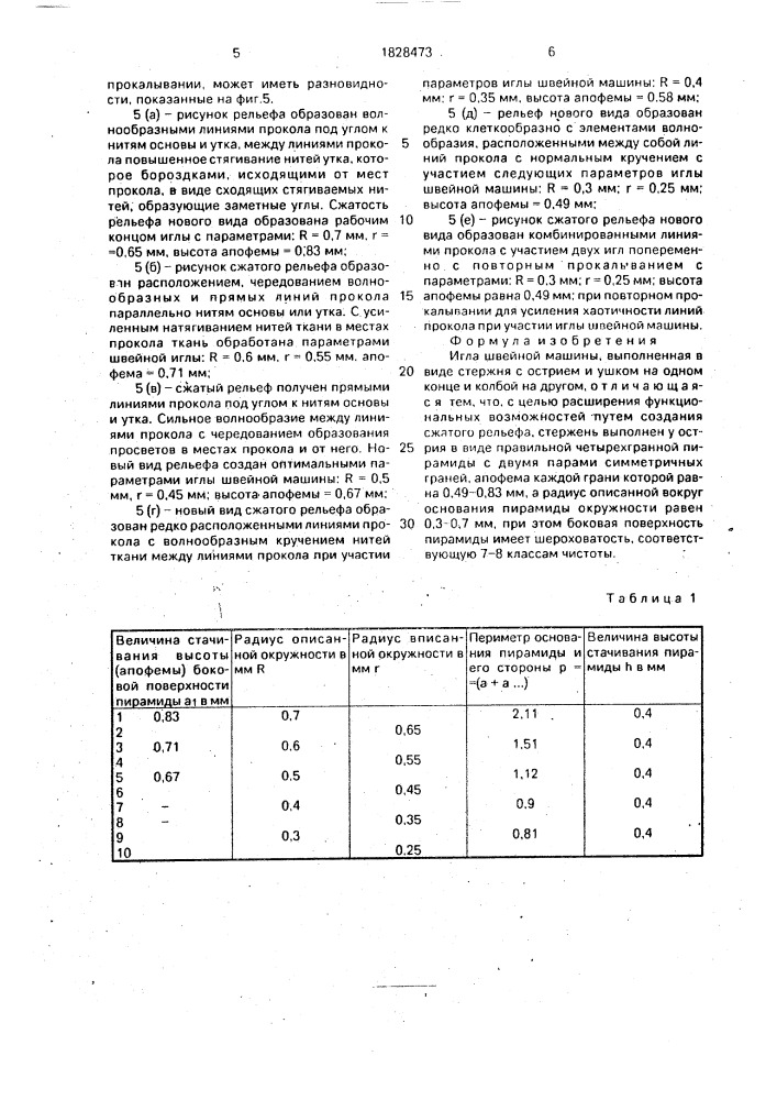 Игла швейной машины (патент 1828473)