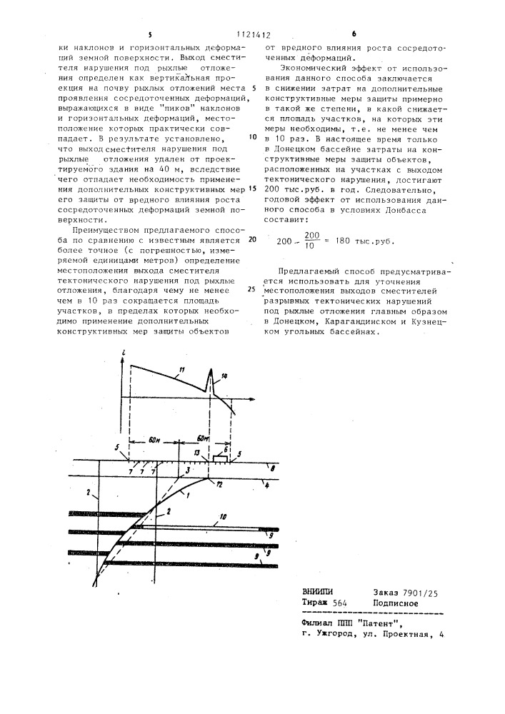 Способ определения местоположения выхода сместителя разрывного тектонического нарушения под рыхлые отложения (патент 1121412)