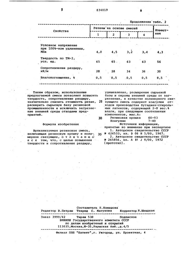 Вулканизуемая резиновая смесь (патент 834019)