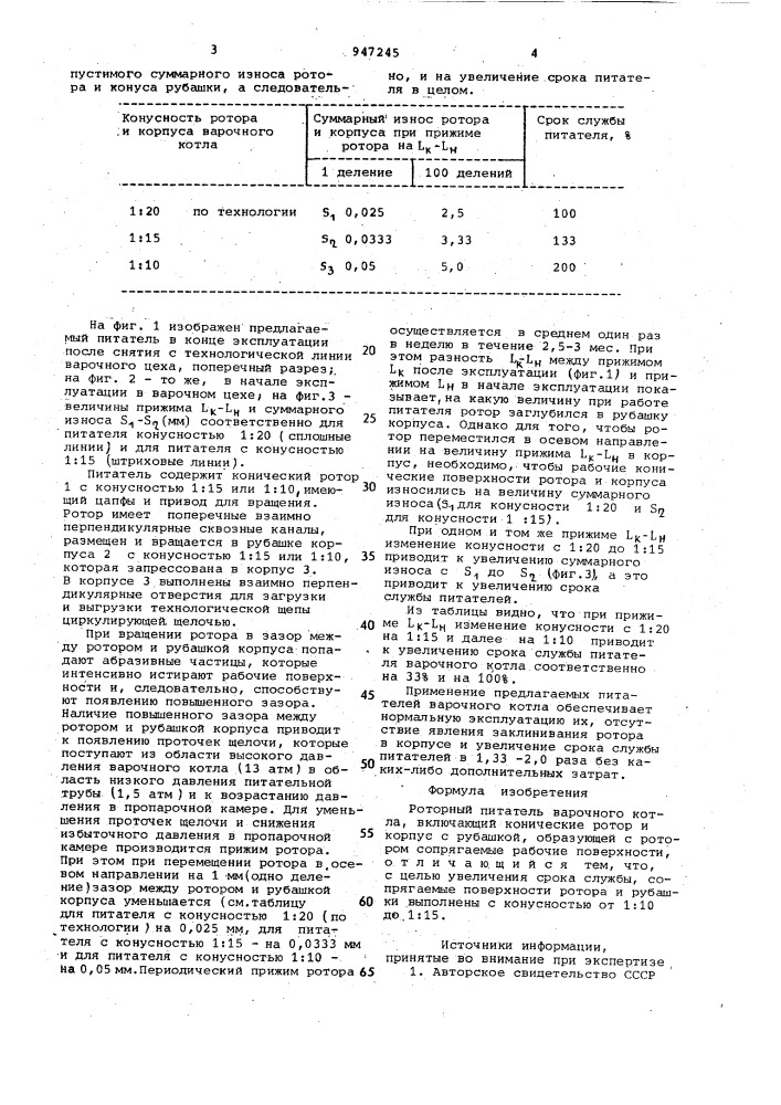 Роторный питатель варочного котла (патент 947245)