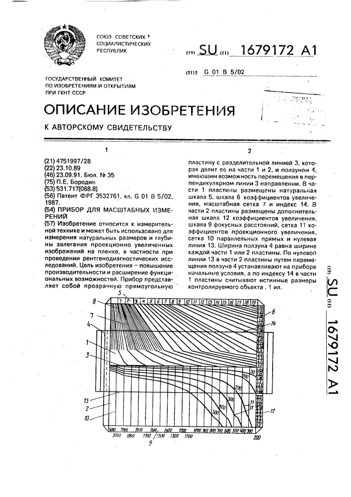 Прибор для масштабных измерений (патент 1679172)