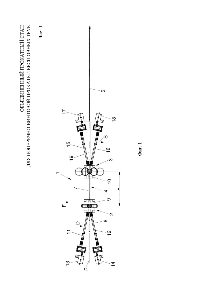 Объединенный прокатный стан для поперечно-винтовой прокатки бесшовных труб (патент 2636792)