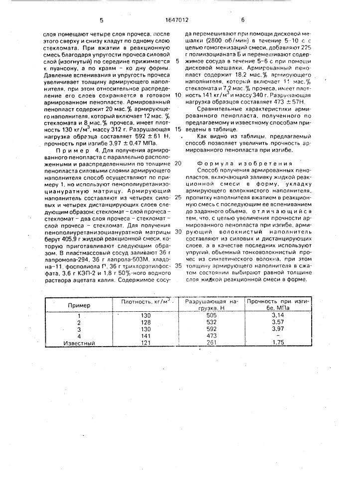 Способ получения армированных пенопластов (патент 1647012)