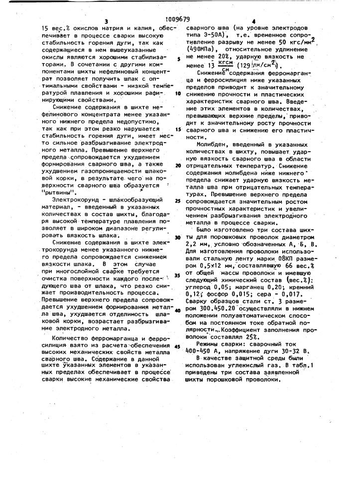 Шихта порошковой проволоки (патент 1009679)