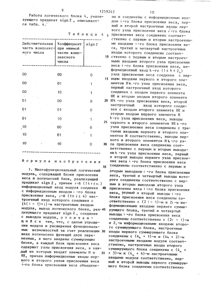 Многофункциональный логический модуль (патент 1259243)