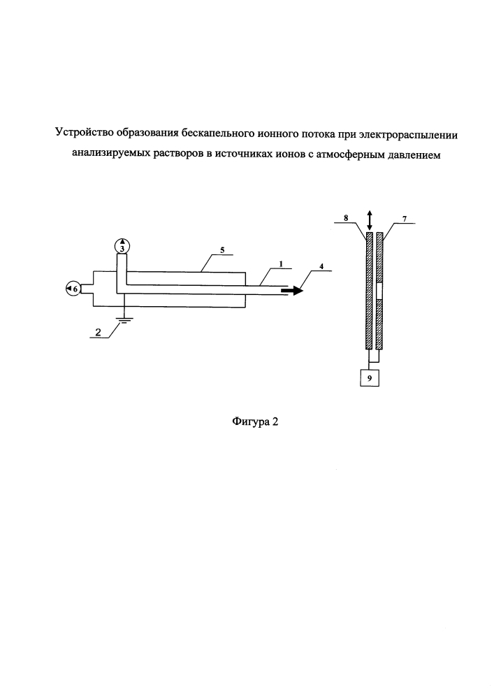 Устройство образования бескапельного ионного потока при электрораспылении анализируемых растворов в источниках ионов с атмосферным давлением (патент 2608361)