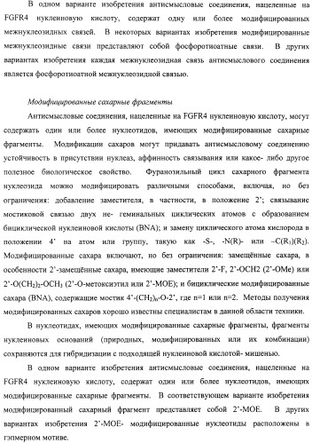 Композиции и способы модуляции экспрессии рецептора фактора роста фибробластов 4 (fgfr4) (патент 2501803)