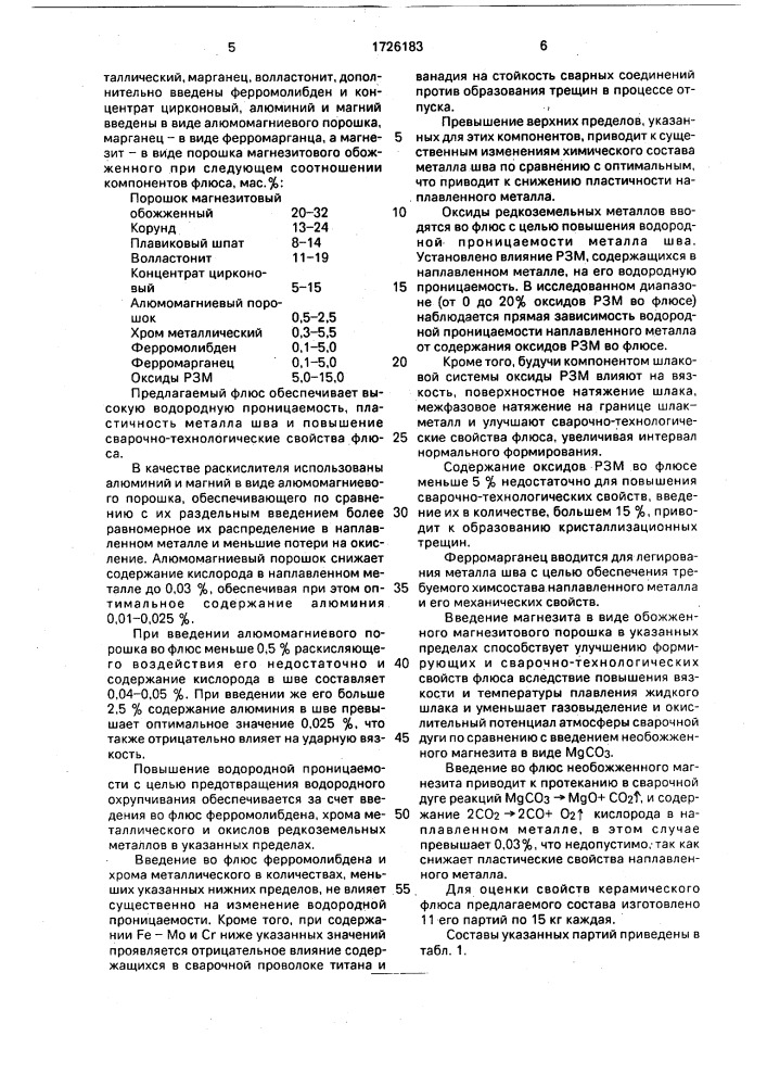 Керамический флюс для сварки деталей (патент 1726183)