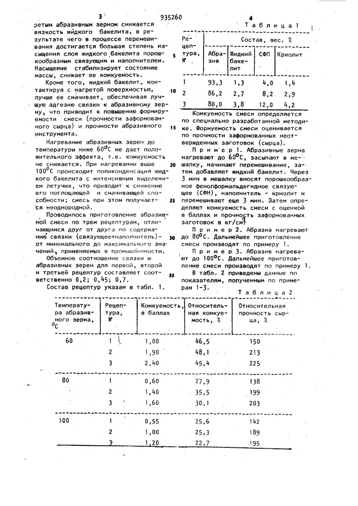 Способ изготовления абразивного инструмента (патент 935260)