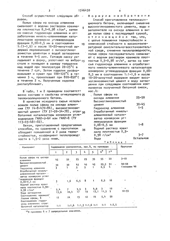 Способ приготовления теплоизоляционного бетона (патент 1546450)