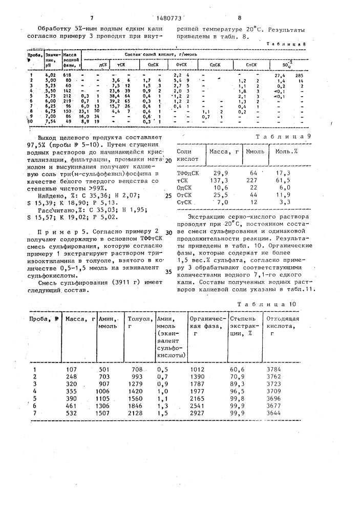 Способ получения моно-, диили трисульфированных фенилфосфинов или их смесей (патент 1480773)