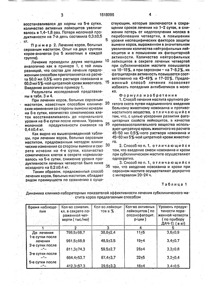 Способ лечения мастита крупного рогатого скота (патент 1818096)