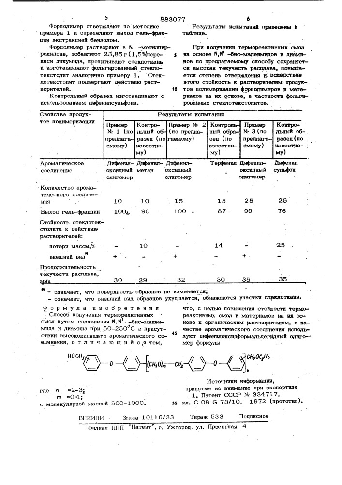 Способ получения термореактивных смол (патент 883077)