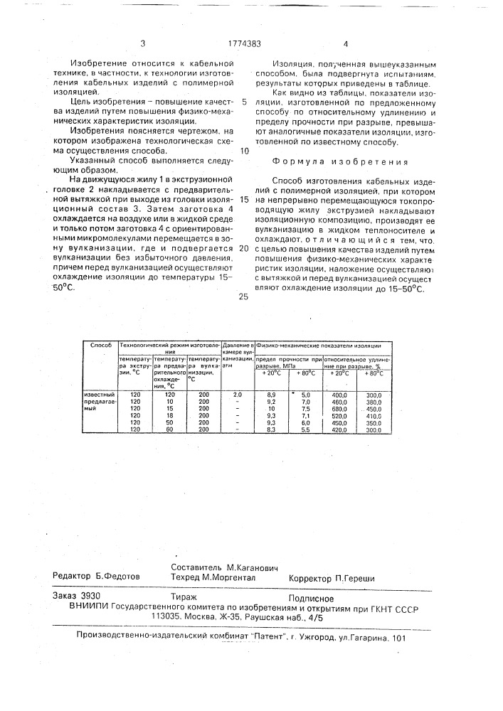 Способ изготовления кабельных изделий с полимерной изоляцией (патент 1774383)