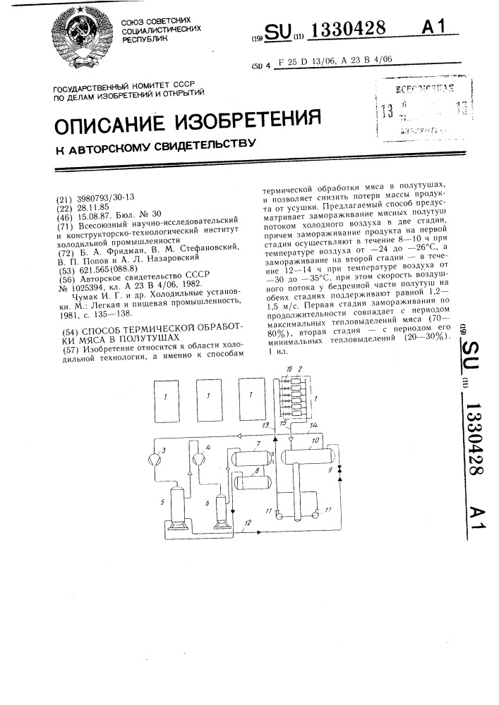 Способ термической обработки мяса в полутушах (патент 1330428)