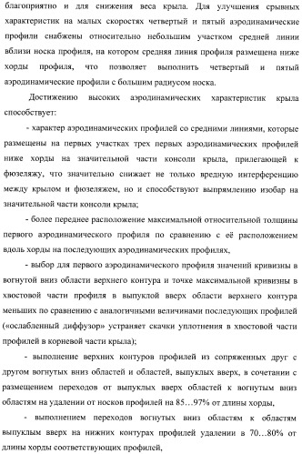 Стреловидное крыло самолета и аэродинамический профиль (варианты) (патент 2406647)