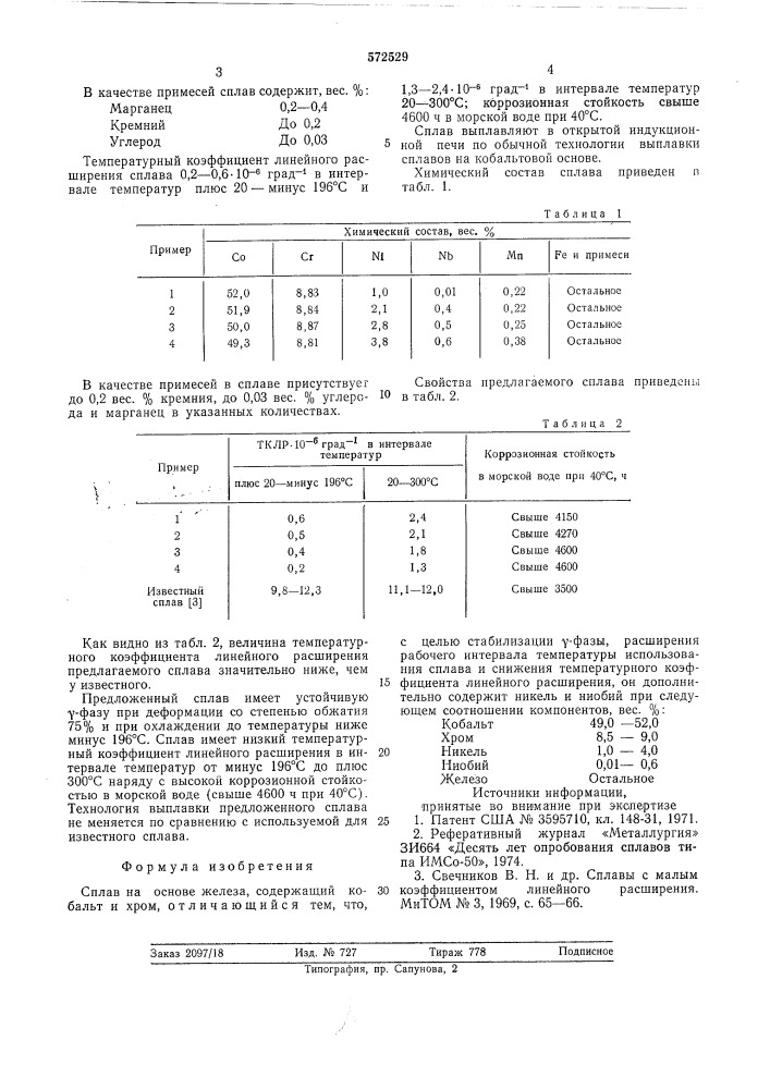 Сплав на основе железа (патент 572529)