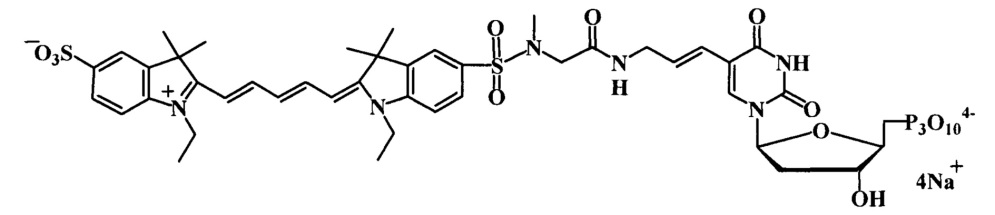 Дезоксиуридинтрифосфаты, связанные с цианиновыми красителями сульфамидоалкильными линкерами, для использования в пцр (патент 2667070)