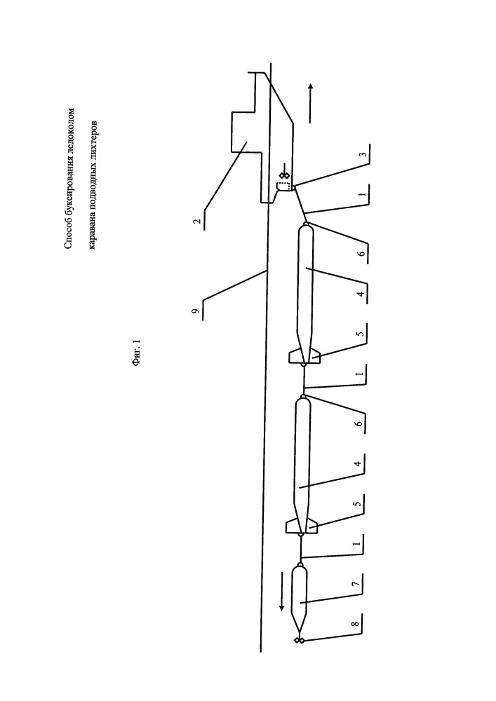Способ буксирования ледоколом каравана подводных лихтеров (патент 2650262)