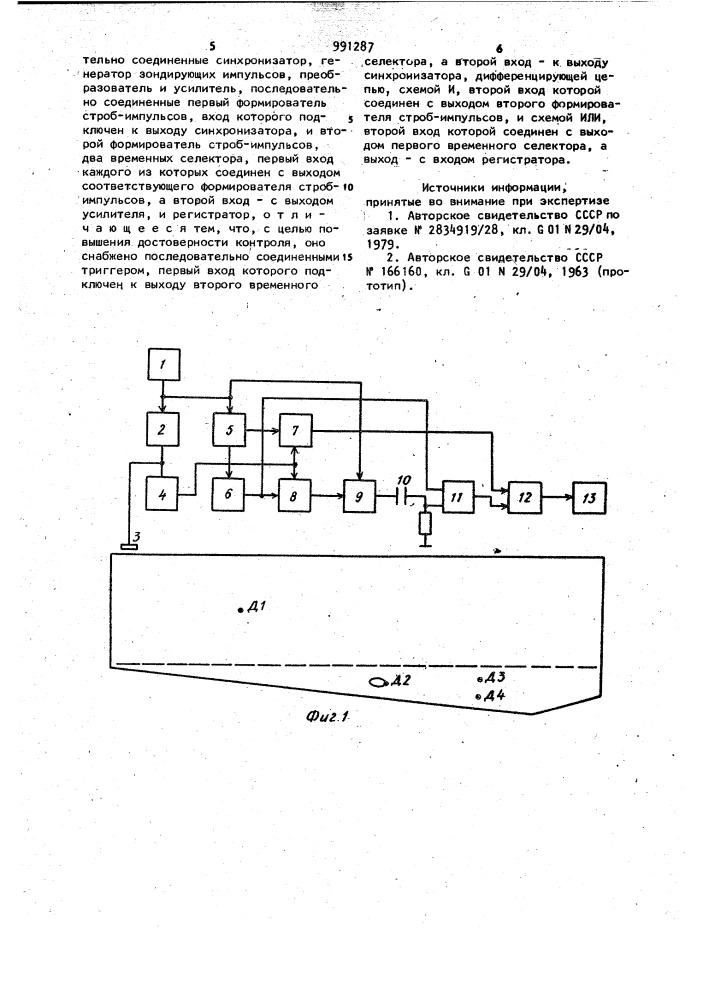 Ультразвуковое устройство для контроля изделий (патент 991287)