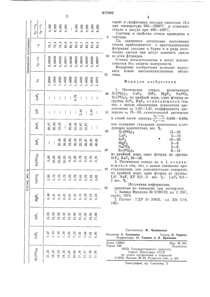 Оптическое стекло (патент 617402)