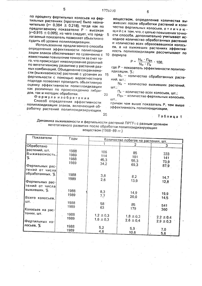 Способ определения эффективности полиплоидизации злаков (патент 1708209)