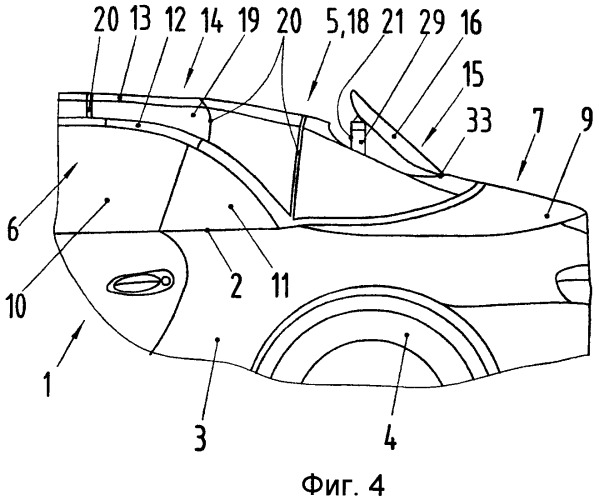 Автомобиль с подвижной крышей и выдвижным элементом защиты при опрокидывании автомобиля (патент 2467888)