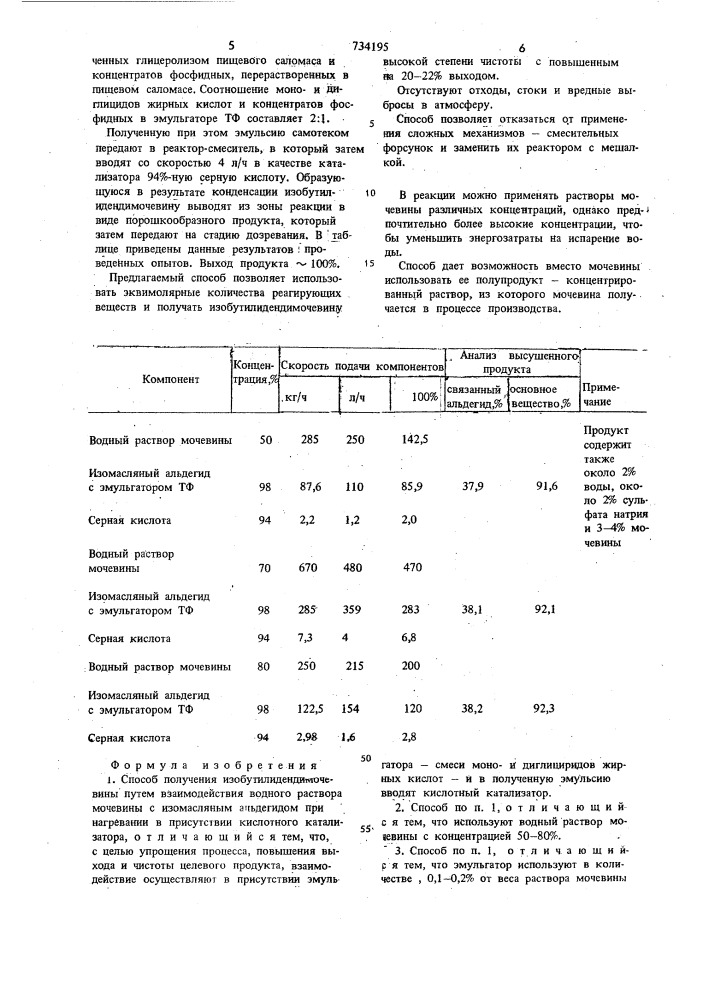 Способ получения изобутилидендимочевины (патент 734195)