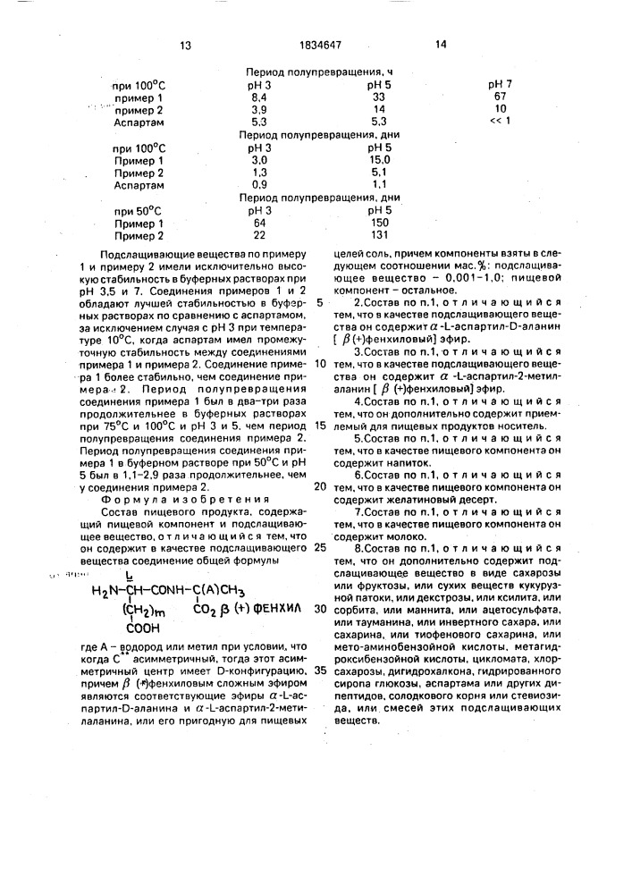Состав пищевого продукта (патент 1834647)