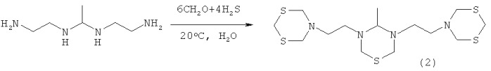 Способ селективного получения  , -бис-(1,3,5-дитиазинан-5-ил)-3-оксопентана и  , -бис-(1,3,5-дитиазинан-5-ил)-3,6-диоксооктана (патент 2459823)
