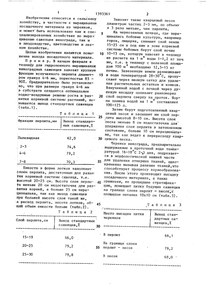 Способ выращивания саженцев растений на гидропонике (патент 1393361)