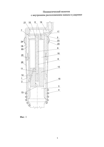 Пневматический молоток с внутренним расположением канала в ударнике (патент 2583571)