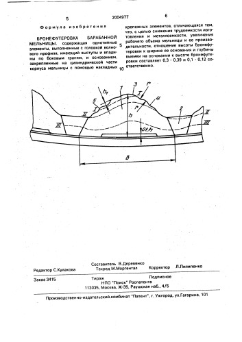 Бронефутеровка барабанной мельницы (патент 2004977)