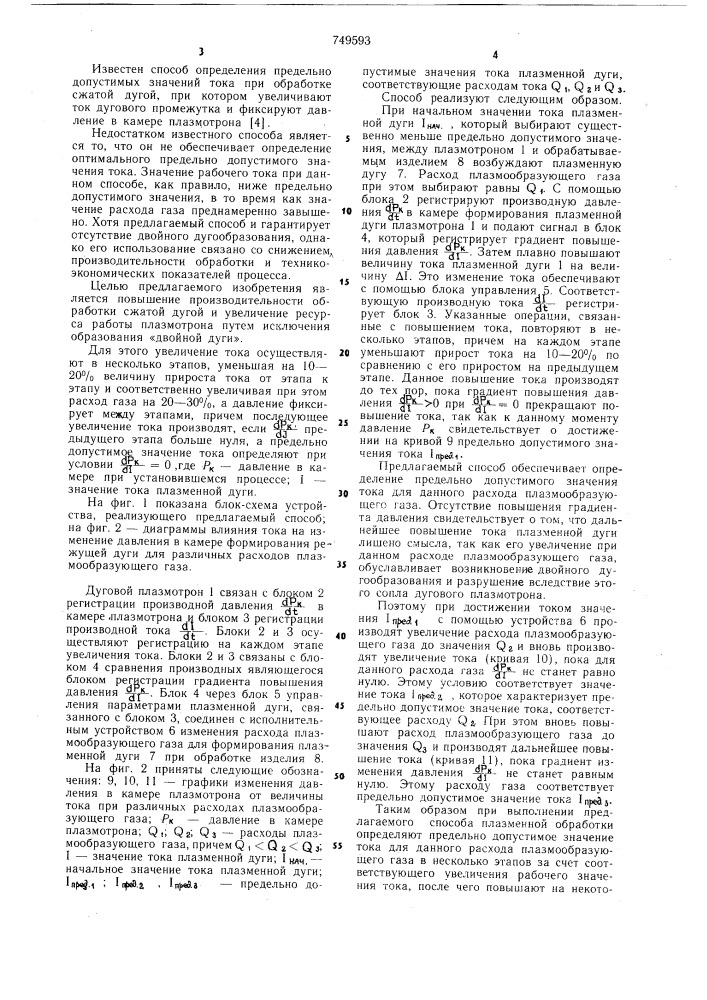 Способ определения предельно-допусимых значений тока при обработке сжатой дугой (патент 749593)