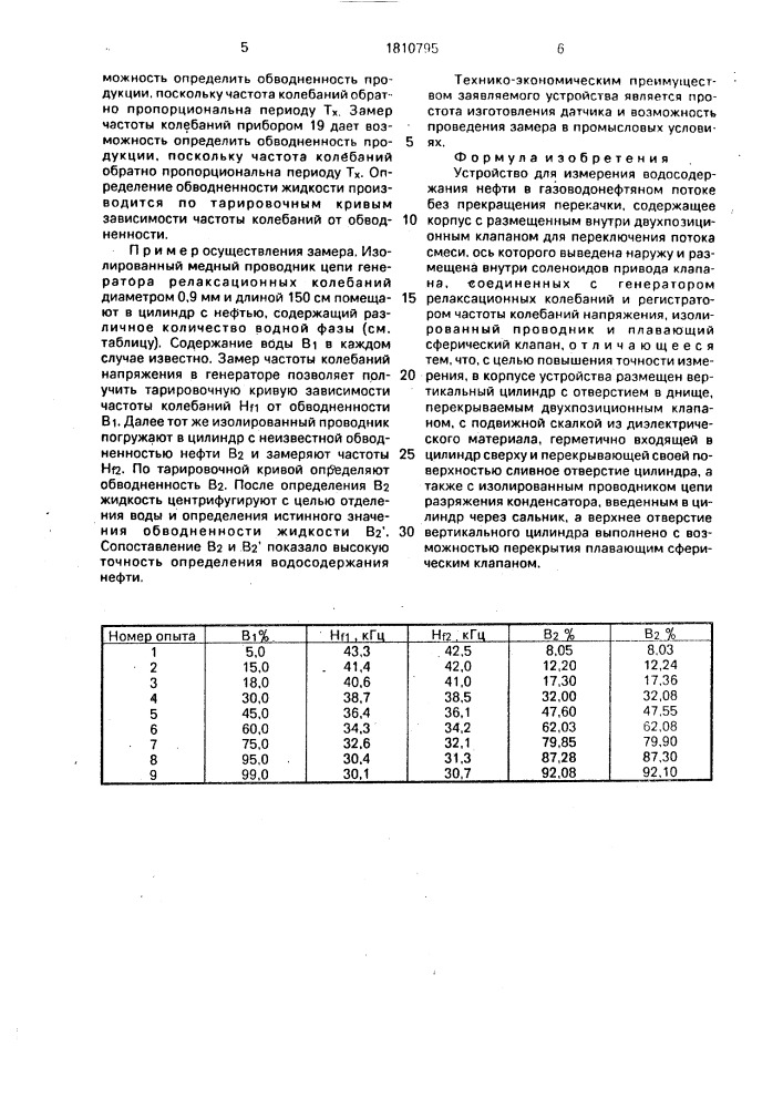 Устройство для измерения водосодержания нефти (патент 1810795)