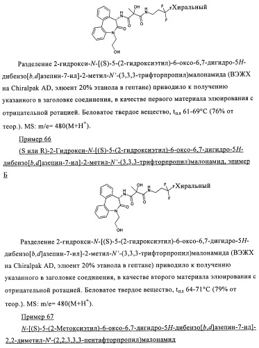 Малонамидные производные в качестве ингибиторов  -секретазы (патент 2440342)