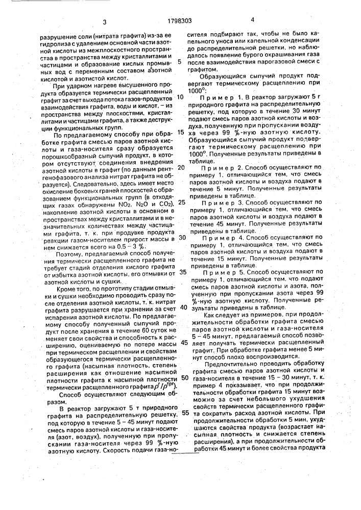 Способ получения термически расщепленного графита (патент 1798303)