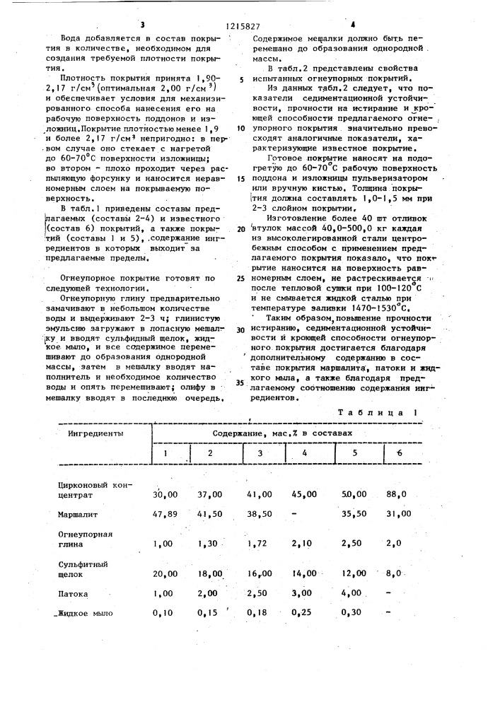 Состав для получения огнеупорного покрытия на поддонах и изложницах (патент 1215827)