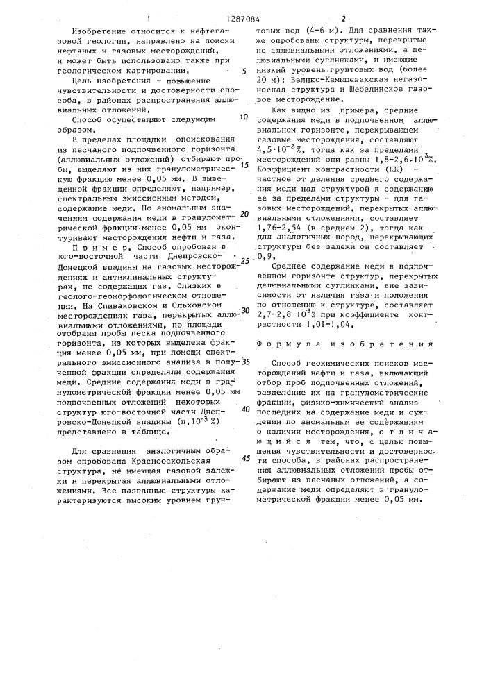 Способ геохимических поисков месторождений нефти и газа (патент 1287084)