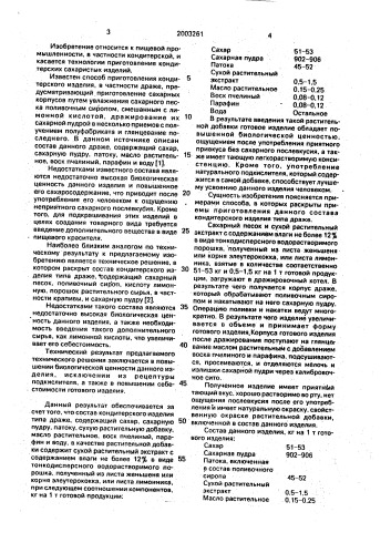 "состав для приготовления кондитерского изделия типа драже "лесовичок" (патент 2003261)