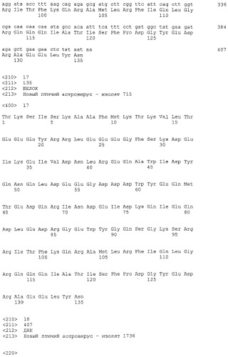 Новый птичий астровирус (патент 2547589)