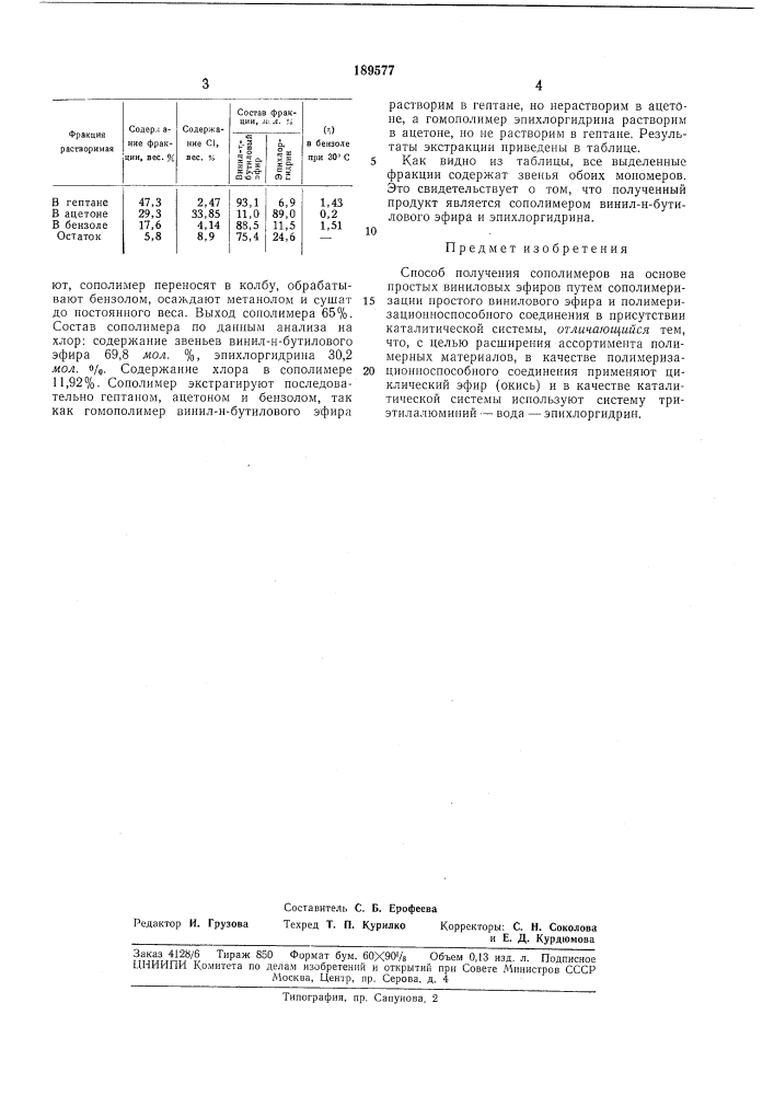 Способ получения сополимеров (патент 189577)