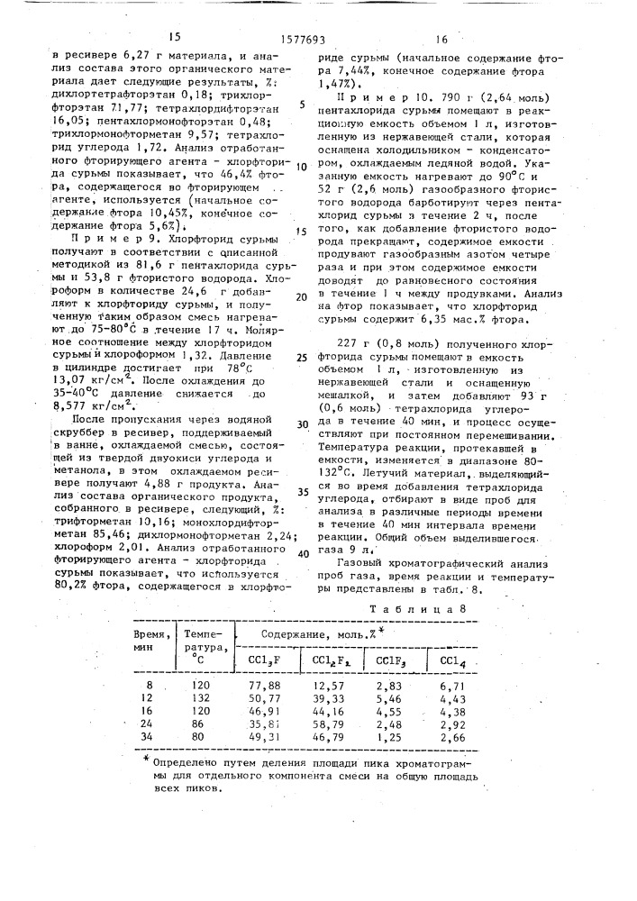 Непрерывный способ получения хлорфторметанов или хлорфторэтанов (патент 1577693)