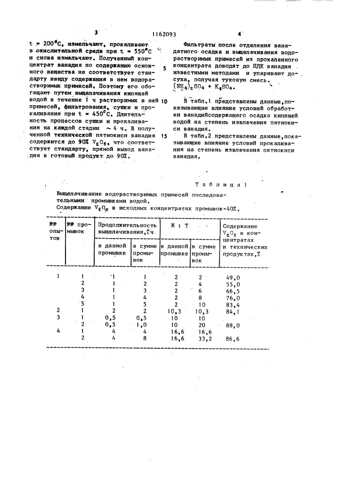 Способ извлечения пятиокиси ванадия из отработанного катализатора (патент 1162093)