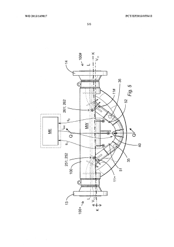 Измерительный преобразователь вибрационного типа, измерительная система для протекающей через трубопровод среды и способ постройки частоты системы труб (патент 2579818)